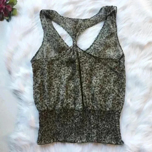 American Rag Sheer Ruffled V Neck Floral Tank Top - Picture 4 of 8